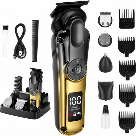 Tondeuse à cheveux multifonction 6 en 1 étanche dégradé noir et or réf 3090 750 g – Livraison gratuite