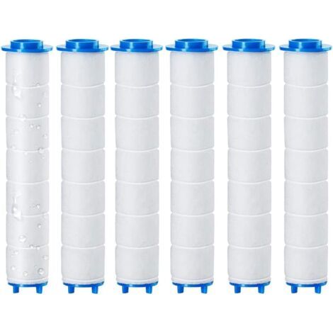 QORVA-Ensemble de 6 filtres de douche remplaçables 9,5 x 2 cm pour pommeau de douche amovible, filtration par osmose inverse, chlore, fluorure et particules (9,5 x 2 cm)