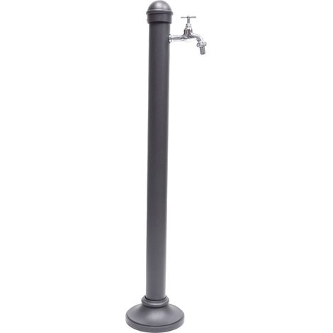 Fontana a colonna Enna per casa giardino colore grigio ghisa con rubinetto in ottone cromato mod.195C
