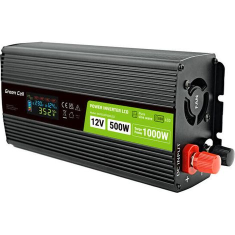 Green Cell PowerInverter LCD 12V 500W/10000W car inverter with display - pure sine wave (1/4)