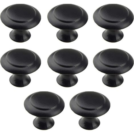 MINKUROW 8 Pomelli Rotondi Per Ante Dell'armadio Dell'armadio, Maniglie Per Cassetti A Forma Di Fungo In Acciaio Inossidabile Spazzolato Per Comò Dell'armadio Della Cucina (Nero) (1/5)