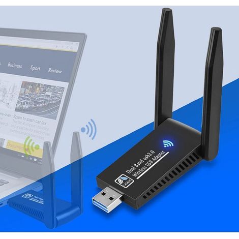 RHG Autre accessoire de domotique -AC1300 Mbps Clé WiFi Puissante, Cle WiFi USB 3.0 Double Bande, 2.4G / 5GHz Dongle WiFi, Adaptateur USB WiFi PC/Laptop/Desktop/Tablet, Compatible avec Windows Vista/X (1/5)