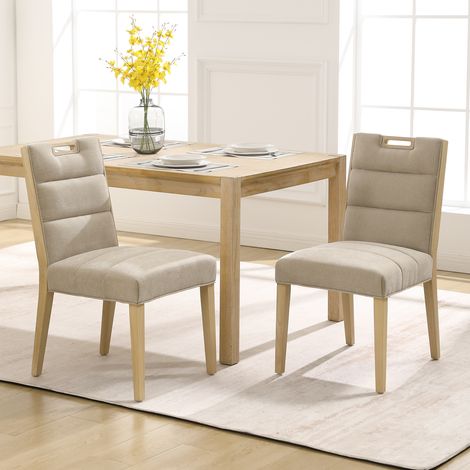 Wahson Sillas de comedor Juego de 2, Chenilla Sillas tapizadas con Estructura de Madera, Silla de cocina sin brazos, Silla auxiliar con respaldo largo, Beige (1/5)