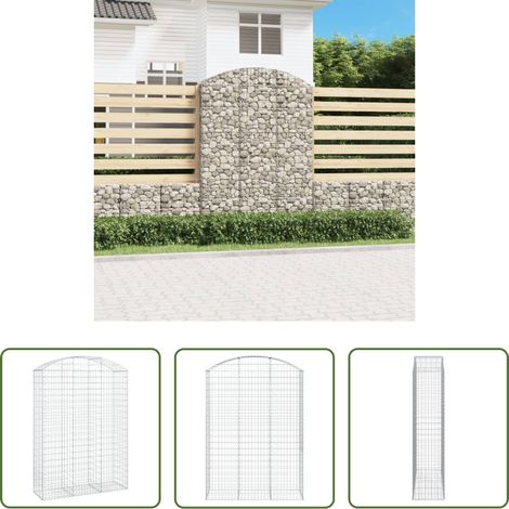 Schalldämmung - Gabione mit Hochbogen 150x50x200/220 cm Verzinktes Eisen (1/5)