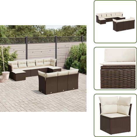 10-tlg. Garten-Sofagarnitur mit Kissen Braun Poly Rattan - Gartensorte - Gartenmöbelset - Rattan Möbel - Polyethylen Furniture - Gartenlounge (1/5)