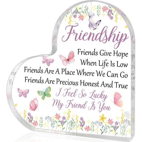 Plaque en Acrylique Cadeau d’Amitié pour Femme, Décoration Cœur Meilleure Amie, Idée Cadeau Anniversaire, Noël et Thanksgiving, Souvenir Décoratif en Acrylique - 15x15x1.5cm (1/5)