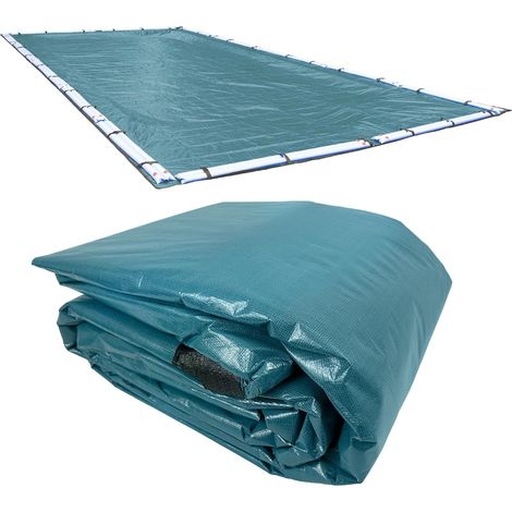 Bâche d'hiver Commerciale pour Piscine creusée de 3,7 x 7,3 m, chevauchement de 1,5 m (Taille de la Couverture de 5,2 x 8,8 m), Solide 30,5 x 30,5 cm, 104,9 g/yd2, Style : 391224RA (1/5)