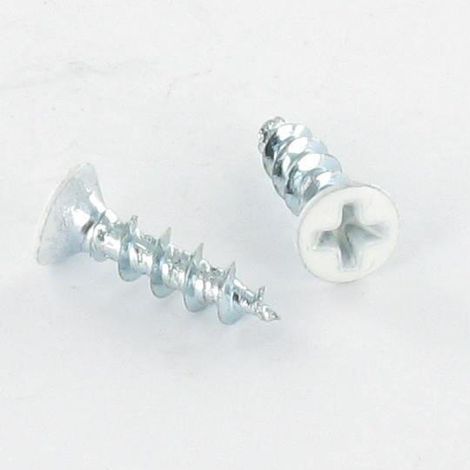 VBA Vis bois agglo Tête fraisée bombée TFB Phillips 4.3X25 Acier zingué RAL9016 blanc signalisation-100 pièces
