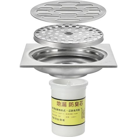 (304stainless steel-1)Shower Drain Thick Stainless Steel Floor Drain Ordinary Bathroom Toilet Kitchen Balcony Dedicated To prevent odor BaIDaiMoDeng (1/4)
