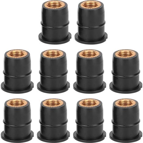 10 pièces bien écrou M6x0.8mm caoutchouc captif laiton pour moto ATV pare-brise corps (1/5)