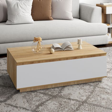 Mesa de centro TOMI 110 cm de haya y puerta blanca