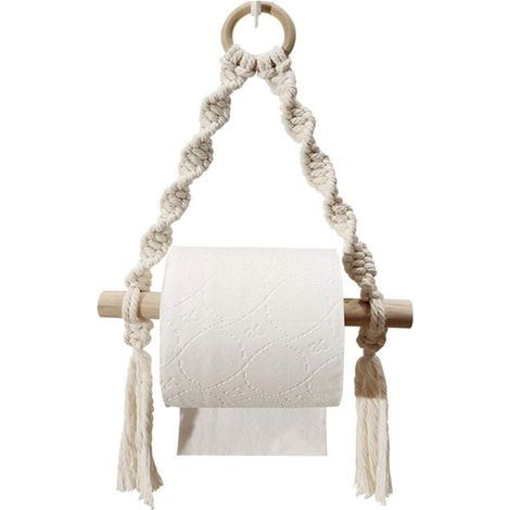 Toilettenpapierhalter, gewebter Makramee-Toilettenpapierhalter für Badezimmer-WC, handgefertigter hängender Badezimmerhalter (Haken nicht enthalten) (1/5)