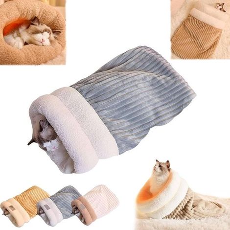 Sac de couchage chaud pour l'hiver - Sac de couchage pour niche pour chat - Lit confortable auto-chauffant pour chat (1/5)