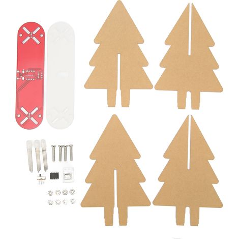 Arbre de Noël LED en acrylique givré, kit électronique 3D multicolore DIY pour décoration de Noël rouge (1/5)