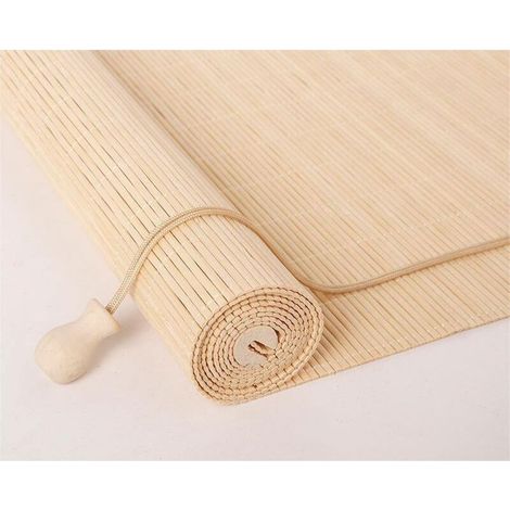 Ineasicer Store Bambou sans Perçager, Protection Solaire et visuelle, Store à tirage latéral sans percer, pour fenêtres et Portes 60 x 100cm, Nature (1/5)