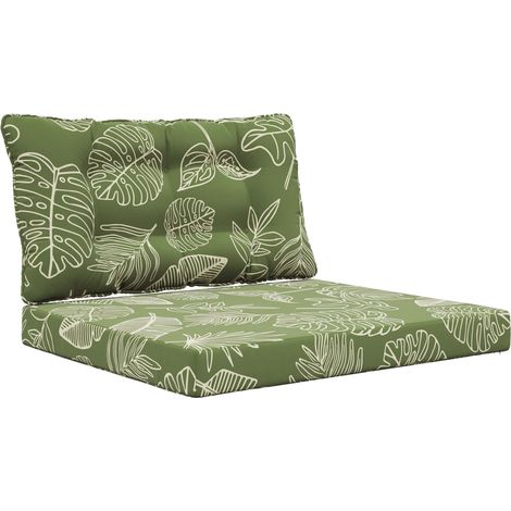 Coussin de canapé d'extérieur 2 pcs Modèle feuille Polyester