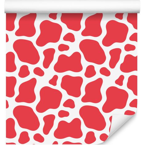 Papier peint à motifs de vaches corail, rouge et blanc pour salon et chambre 50x1000 cm (1/5)