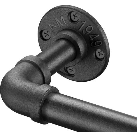 Tringle Rideau Extensible Noire, Tringle à Rideau Industrielle, Tringle Rideau Plafond de 25 mm de Diamètre, barre rideau extensible pour fenêtres, 80-300cm (1/5)