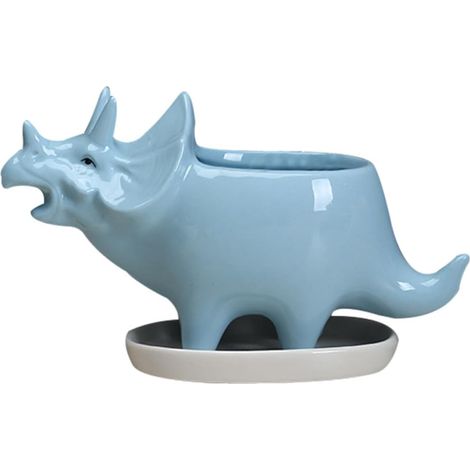 Dinosaurier aus Keramik Triceratops Pflanzgefäß mit (1/5)