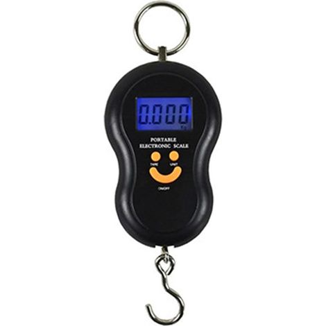 Balanza para equipaje, balanza de pesca, balanza colgante, balanza electrónica, capacidad máxima de 50 kg, para pesca, maleta, viajes y uso doméstico, color negro. (1/5)