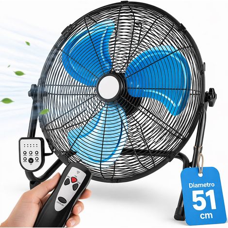 Ventilatore da Terra Pale 51 cm Telecomando Silenzioso Inclinazione Regolabile