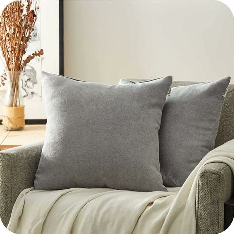 ZOLGINAH Kissenbezug 55x55 cm, 2er-Set, quadratisch, grau, für große Sofa- und Bettkissen, Wohn- und Schlafzimmerdekoration, skandinavischer Stil, einfarbig, doppelseitig, weiches Chenille mit Reißver (1/5)