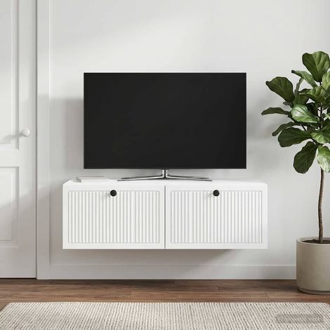 Wandmontierter TV-Schrank Weiß 98 x 41 x 30 cm Holzwerkstoff (1/5)