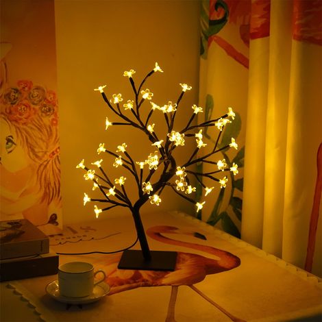 Arbre Lumineux - Lampe Décorative USB avec 48 LED Blanc Chaud - Pour Chambre à Coucher Bureau ou Salon - 40 x 11 cm - 4,5 V - IP44 (1/5)