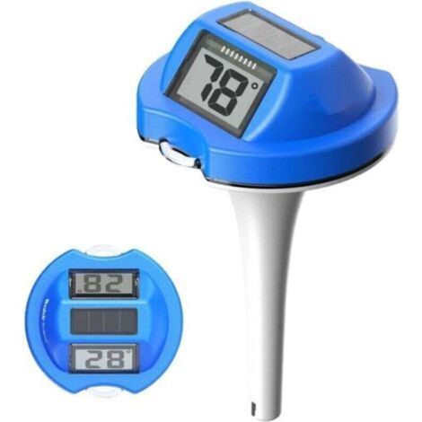 Thermomètre de piscine à double écran, facile à lire, flottant, avec affichage numérique, étanchéité IP68, Alimentation en énergie solaire, bleu foncé (1/4)