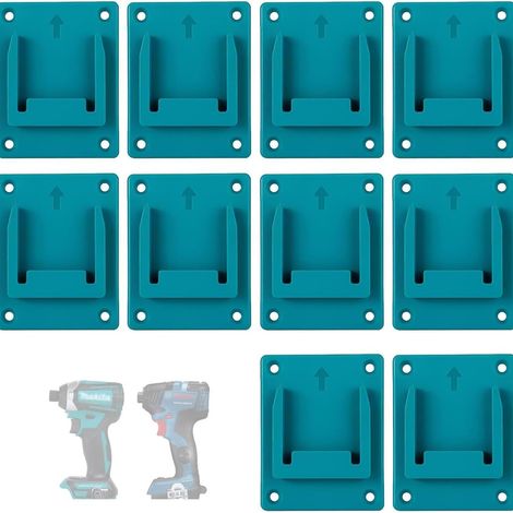 Sollbry 10 Pièces Bleu Porte Outils Mural, Porte Outil Comprend Vis et Bouchons ÉtanchéIté, Support de Machine, pour Bosch 14,4v/18v Outils Électriques (1/5)
