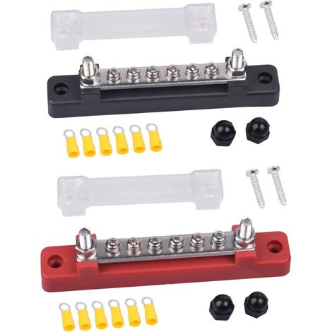 Bloc de distribution 6 voies 12 V à 48 V 150 A avec boulons de connexion et couvercles, polarité positive et négative, pour voitures, fourgonnettes