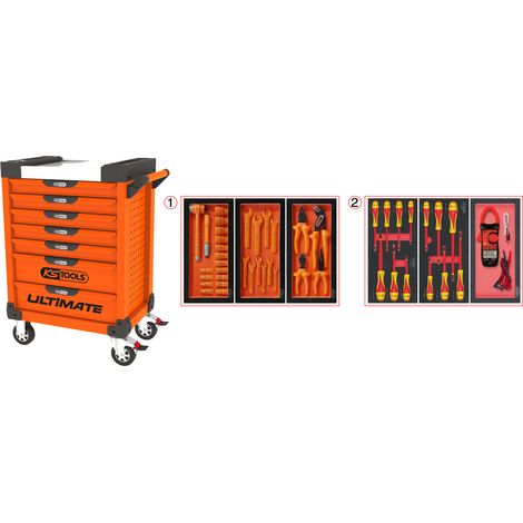 KS Tools - Servante ULTIMATE 7 tiroirs orange équipée de 45 outils isolés - 819.7045 (1/5)