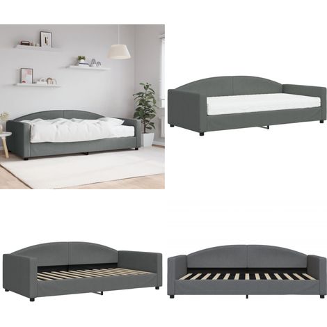 Tagesbett mit Matratze Dunkelgrau 100x200 cm Stoff - Schlafsofa - Matratze (1/5)