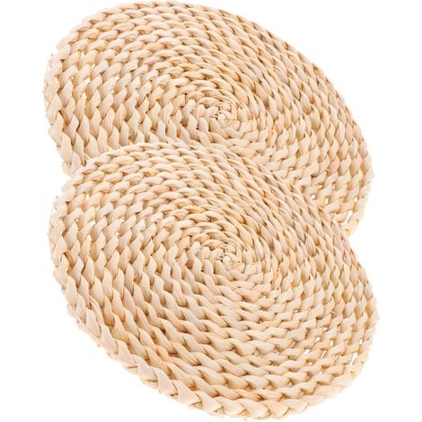 Lot de 2 dessous de plat, ronds, naturel, antidérapants (1/5)