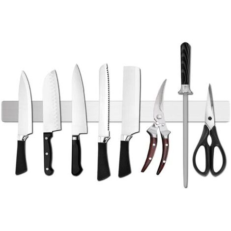 Porte-couteau magnétique mural, porte-couteau magnétique, porte-couteau magnétique à bande murale, porte-couteau magnétique pour réfrigérateur, adapté au porte-ustensiles de cuisine à domicile, 40 cm (1/5)