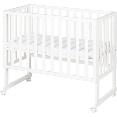 roba Lettino Co-sleeping safe asleep 3 in 1, 45 x 90 cm, Altezza Regolabile, Set Completto con Culla, Inserto, Barriera in Tessuto e Ruote con Freni, Legno Laccato Bianco (1/5)