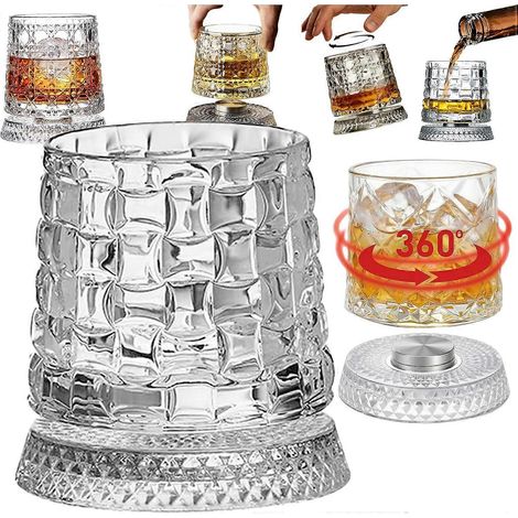 Verre à whisky rotatif 360° en cristal verre à cocktail rotatif base en relief verre à vin rotatif pour dégustation (1/5)