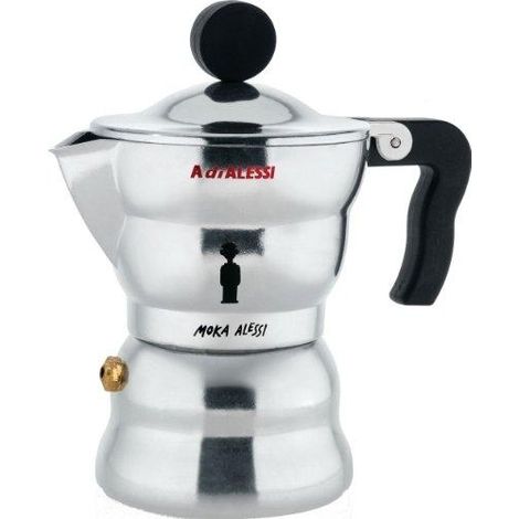 Alessi Cafetera Moka Aluminio 70 ml Diseño Ergonómico