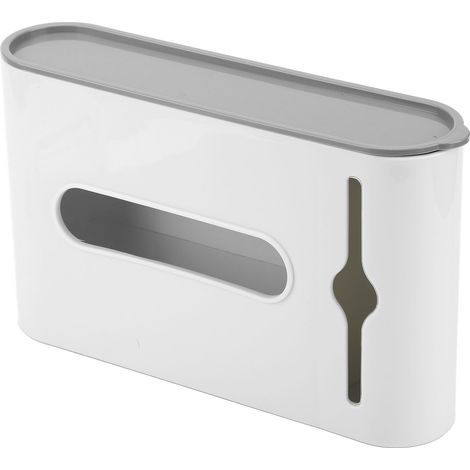 Distributeur de sacs plastique avec couvercle, grande capacité, pour cuisine ou salle de bain, blanc, rangement pratique (1/5)