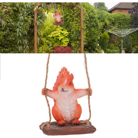 Pendentif animal en résine, décoration suspendue pour arbre, balançoire écureuil roux-brun (1/5)