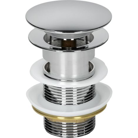 Ecd Germany – Bonde de lavabo Pop Up – Laiton chromé – Diamètre 1 1/4 pouce – Hauteur 99 mm – Installation sans outil – Vanne moderne Click Clack (1/6)