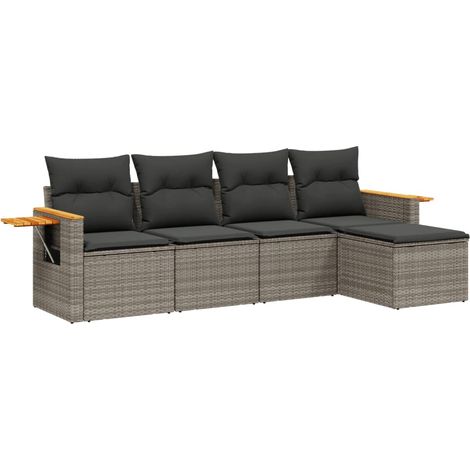Maison Exclusive - 5-tlg. Garten-Sofagarnitur mit Kissen Grau Pol