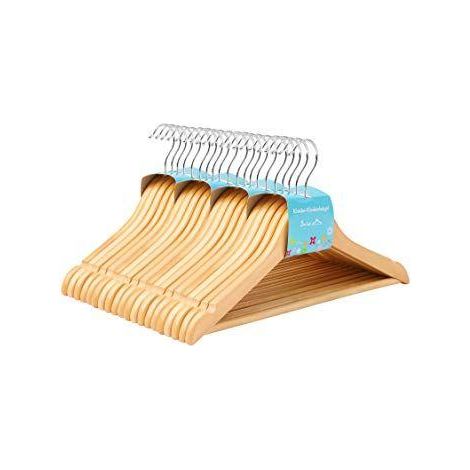FPLUS percha madera curva barn.3uds , Percha madera para ropa curva barnizada.