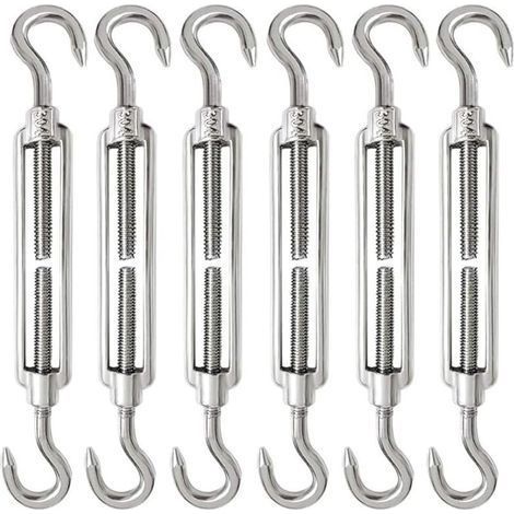 6 Pièces Tendeur Cable M6 Tendeur Cable Inox 304 Réglable Crochet de Ridoir et Crochet pour Tendeur de Fil Cable Acier Corde Crochet Tendeur (1/5)