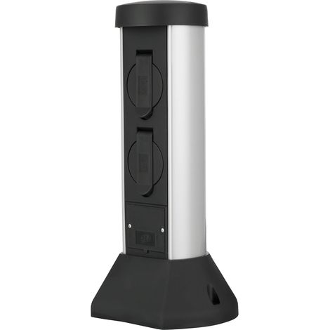 REV SilverCraft - Presa esterna da giardino, H36 cm, cavo 2 m, 3500 W, IP44, colore: Nero (1/5)
