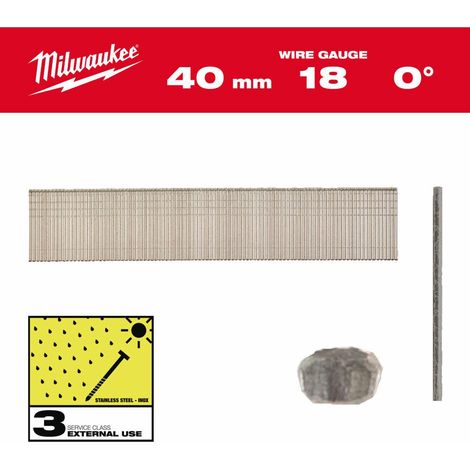Milwaukee Chiodi Inox 18G 40 mm Confezione 5000