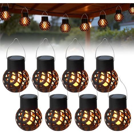 8 Stück Solarlaternen, Hängeleuchten im Flammen-Design, Retro-LED-Laternen (1/5)