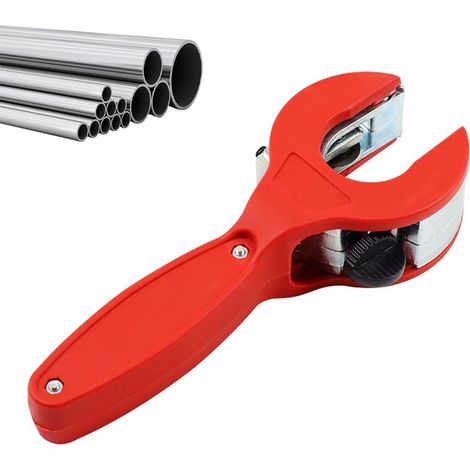 Coupe-Tube à Cliquet, 8-29 mm, Coupe Tube Cuivre, Acier Inoxydable, Aluminium, PVC, Fonctionnement à une Main, Accès Espaces Restreints, Rouge (1/5)
