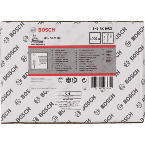 Clou strié à tête ronde SN21RK 60RG Bosch 2,8 mm, 60 mm, galvanisé, rainuré (1/5)