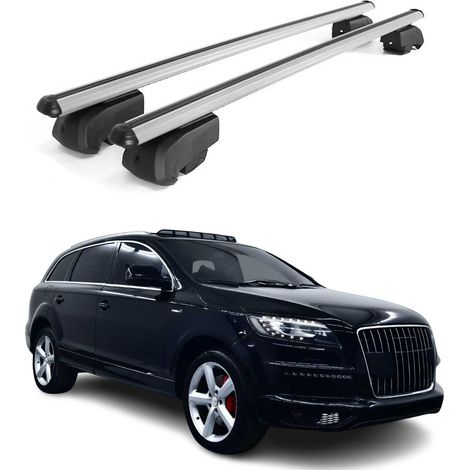OMAC Barres de toit en aluminium pour Audi Q7 4L 2006-2015 – City Crash – ISO/PAS 11154:2006 – Antivol inclus – Charge max 75 kg – 2 barres Argent (1/4)